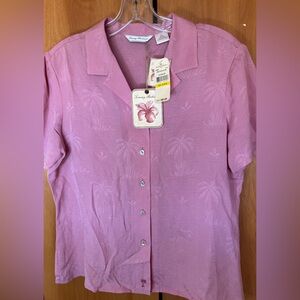 Women’s Tommy Bahama Silk Camp Shirt Antique Pink Button Up Shirt Size Medium